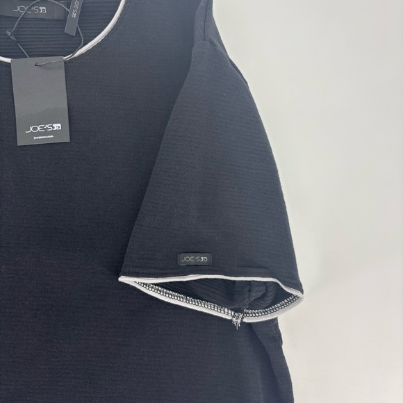 Joe's Jeans NWT Black and Grey Horizontal Ribbed Cotton Short Sleeve Tee, Small - Picture 6 of 16